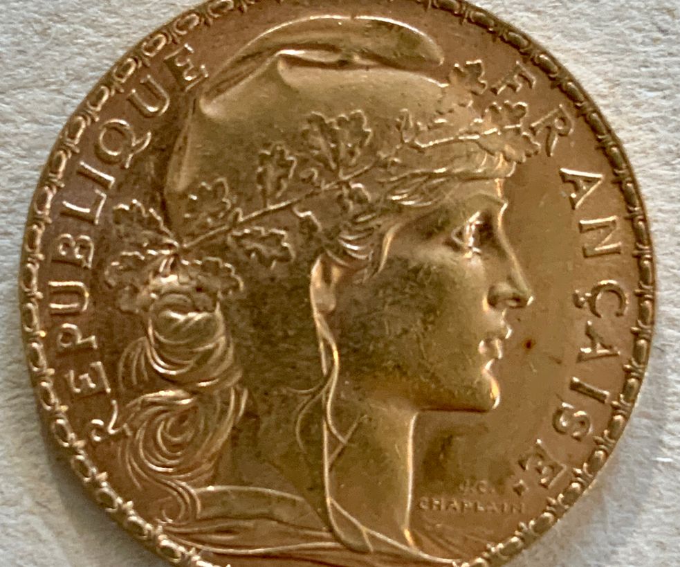 Fransk 20 Francs guldmynt
